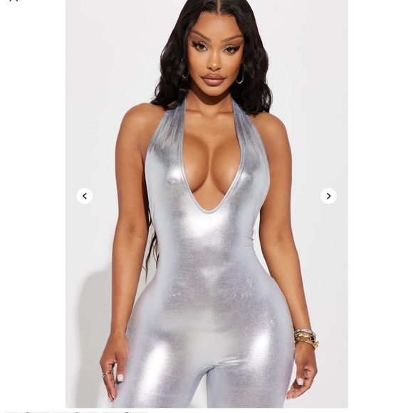 Fashion Nova Sexy Mama Metallic Jumpsuit - Picture 2 of 4